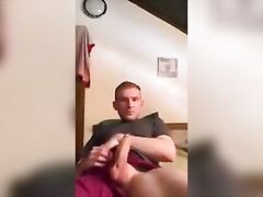 This hungarian  guy play with his big one cock