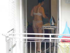 MILF neighbor in sheer bra and panties