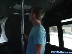 Cfnm babes fuck bloke on partybus