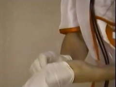 Nurse shaves blonde patient