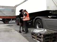 White trucker fucks black woman