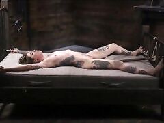 Tiny Tattoo-ed Pain Whore Krysta Kaos Tormented in Rope Bond
