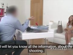 Tanned amateur hottie got ass sprayed in casting