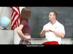 InnocentHigh Smalltits schoolgirl teen rides teachers cock