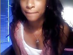 Beautiful black teen playing with me on webcam