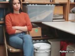 Perky Latina bouncing on security guards cock