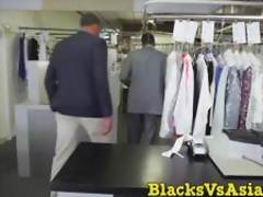 Tiny Japanese beauty ass hammered in BBC threesome