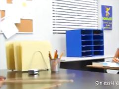 Brunette Schoolgirl Gets On Her Knees