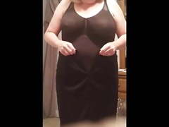 Juicy hard nipples in see through black girdle