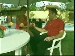 Black girl gets her pussy and ass fucked by the pool