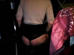 Heavy blowjob with carpet beater for submissive wife